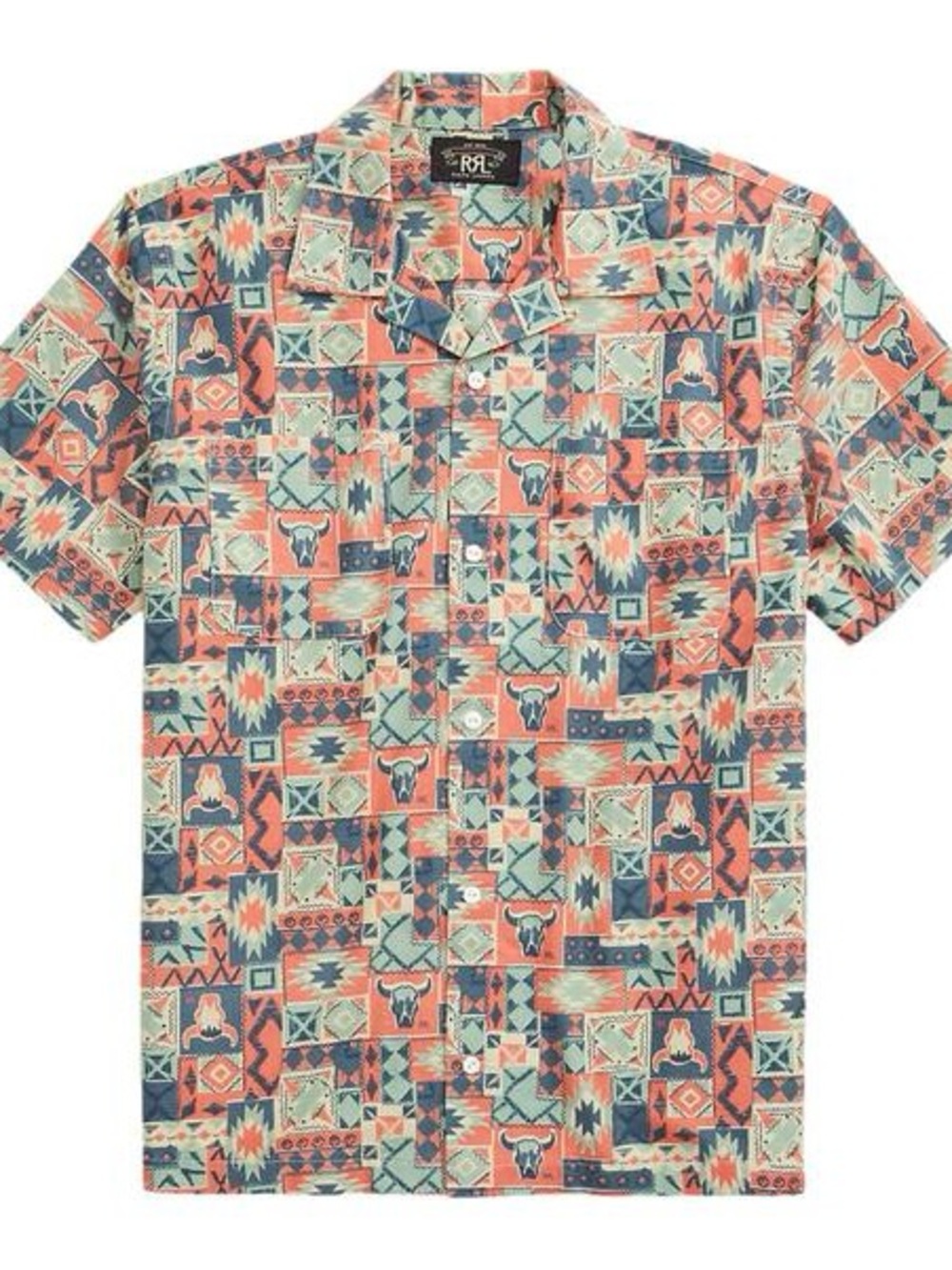 Ralph Lauren Double RL Men's Coral & Teal Western Camp Shirt